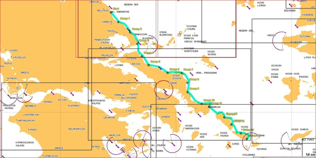 Sea kayaking from Pelion to Cyclades (our charted course)